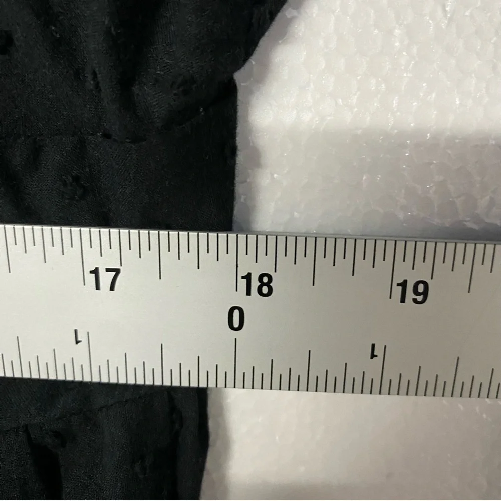 NATALIE MARTIN BLACK Small COTTON LONG SLEEVE TIERED MAXI DRESS Tassel V Neck - Picture 8 of 11